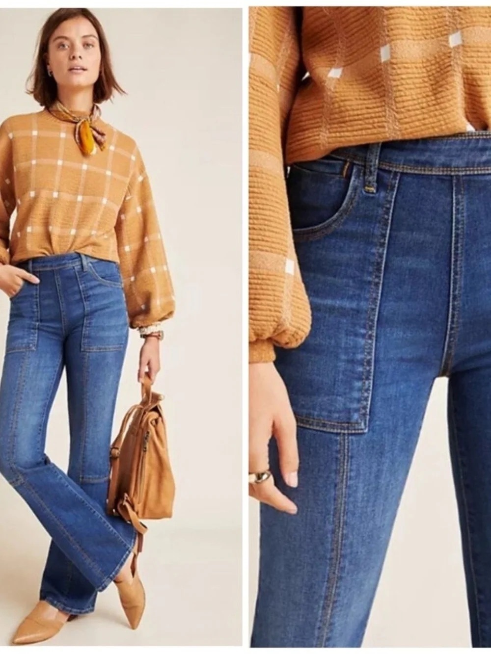 Anthro Pilcro Utility High Rise Cropped Bootcut Jeans size 30
